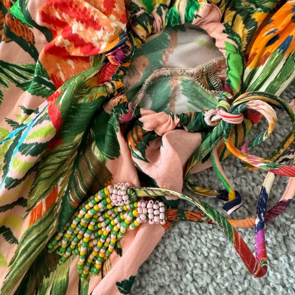 Farm Rio Macaw Leaves Tropical Print Midi Dress XS - Picture 9 of 10